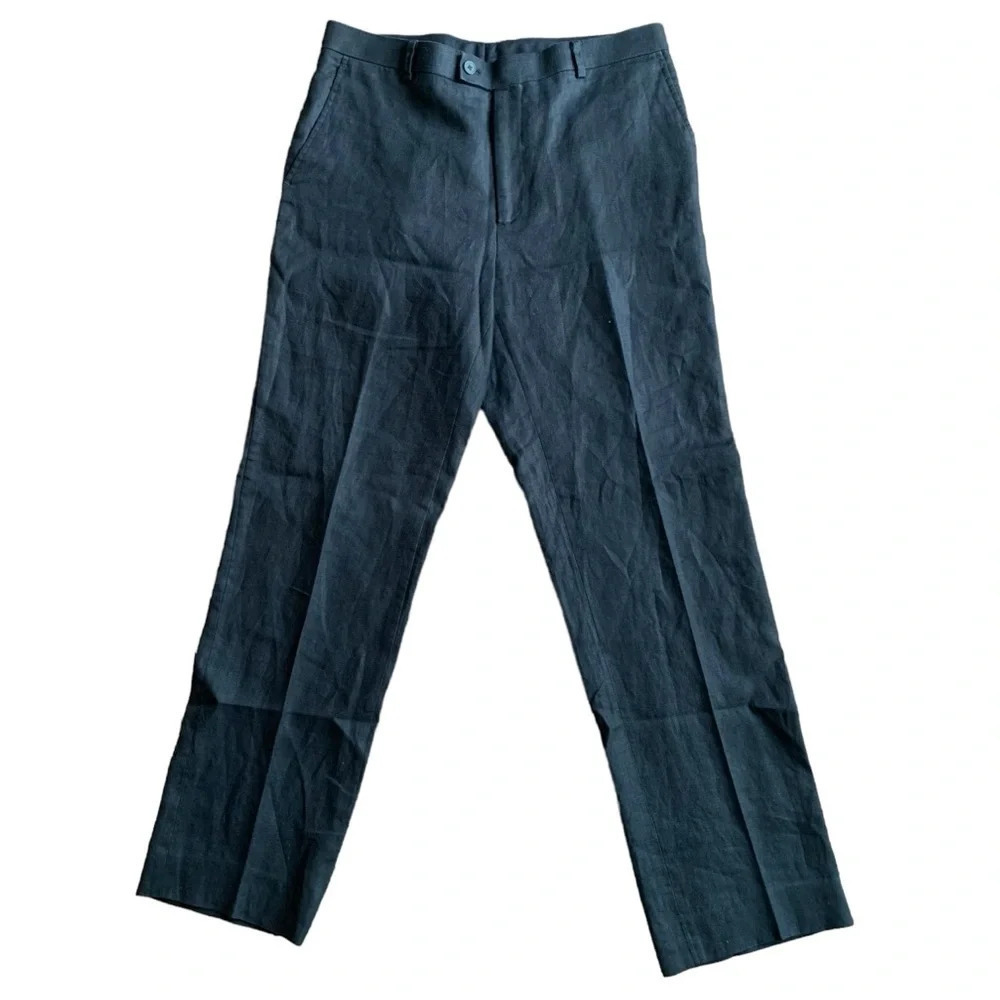 Koan Black  100% Linen High Rise Work Pants Size 50 or 31" waist